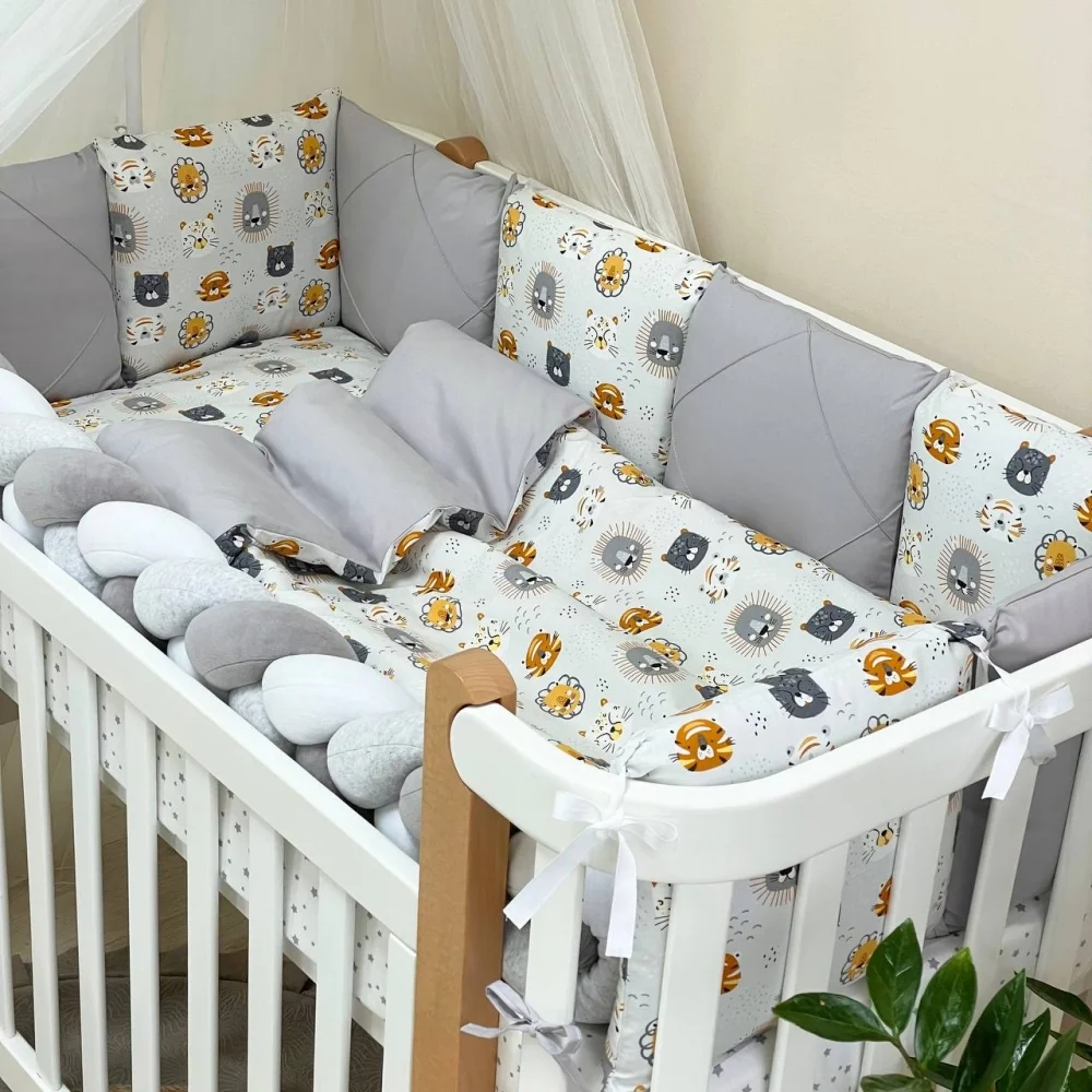 Set lenjerie Patut Bebe/Copii 7 piese Ianis gri